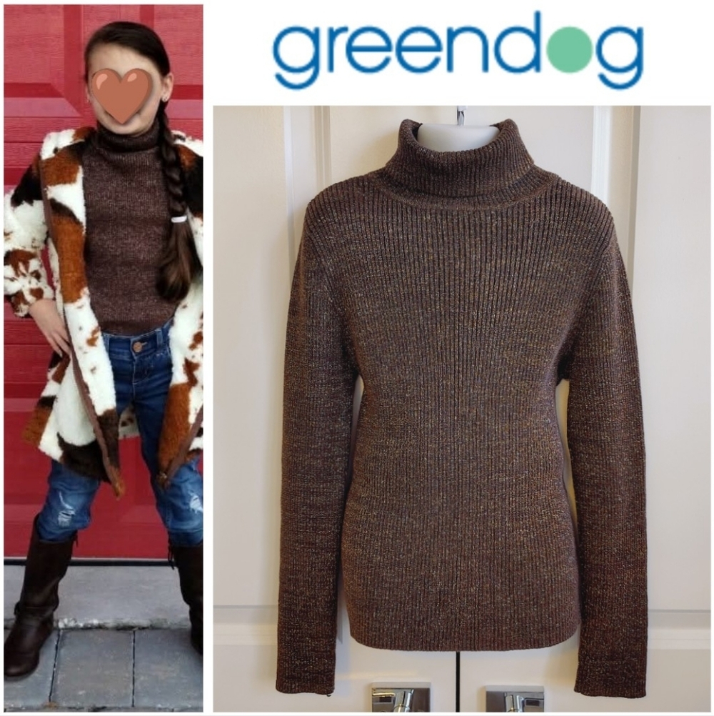 Brown & Glitter Shimmer Turtleneck